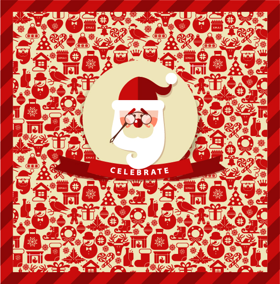 Christmas elements pattern with santa background 01  