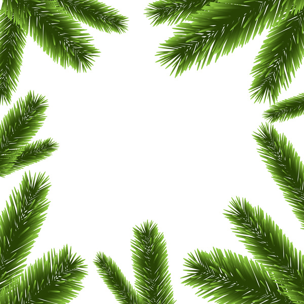 Christmas pine branches frame decor vector 01  