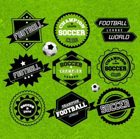 Creative football labels design vector graphics 01  