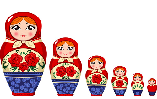 Cute russian doll design vectors 04  