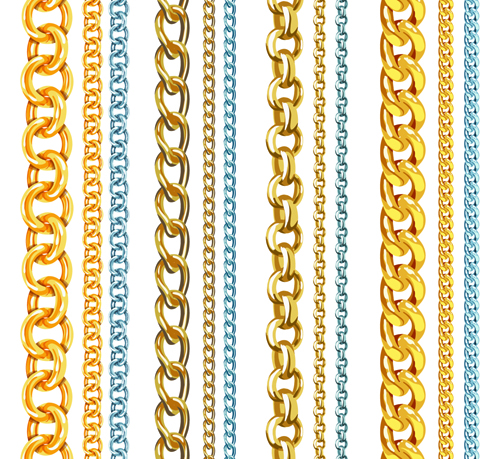 Different metal chain borders vector set 02  
