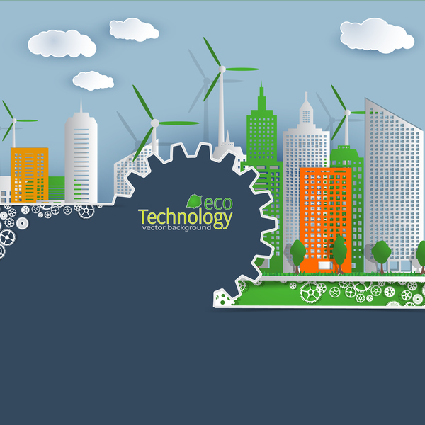 Eco technology city vector background vector 03  