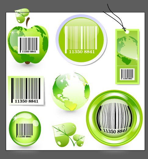 Ecology with barcode label and tags vector  