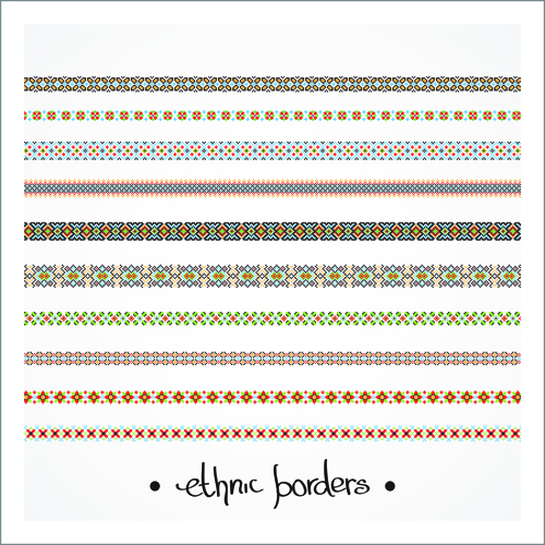 Elegant ethnic seamless borders 02 vector  