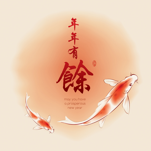 Fish every year with chinese new year vector 03  