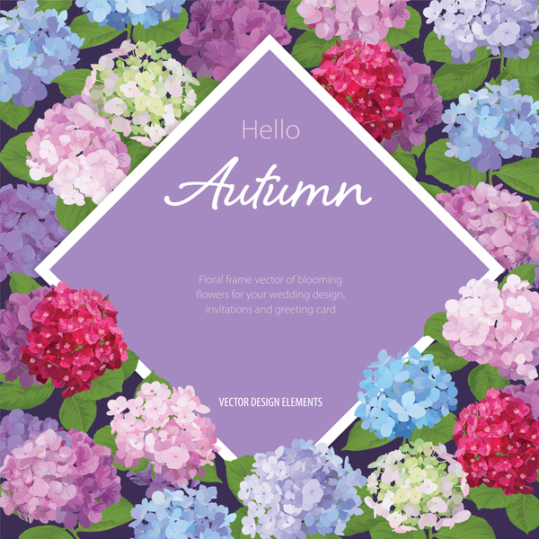 Floral autumn flower card vector 02  