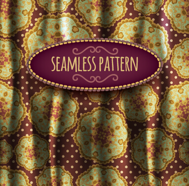 Floral seamless pattern with silk vectors 01  