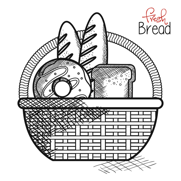Fresh bread hand drawing vector material 01  