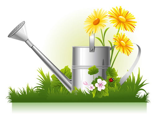 Garden watering design vector graphics 01  