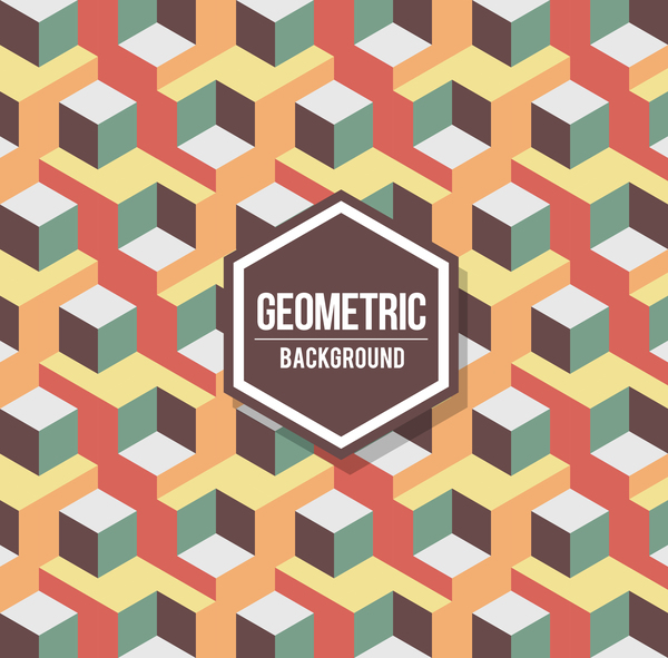 Geometric pattern with retro background vector 07  