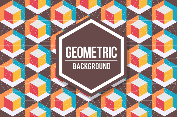 Geometric pattern with retro background vector 17  