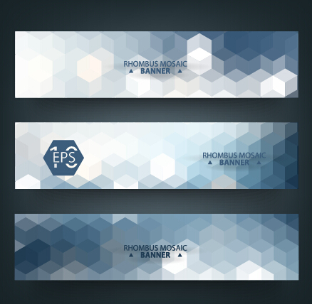 Geometric shapes mosaic vector banners 02  