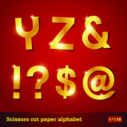 Golden paper alphabet vector art 04  
