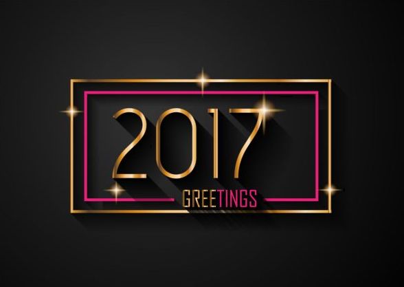 Golden 2017 with black background vector  