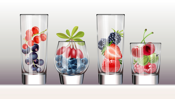 Grass cup with berry vectors  