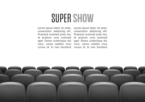 Gray seats with movie theater background vector 02  