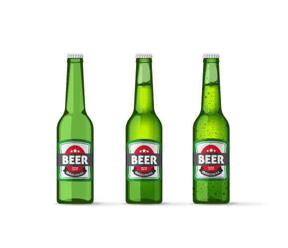 グリーンビールボトルベクター素材  