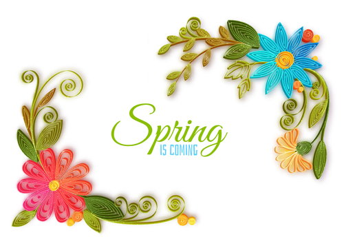 Handmade flower with spring background vector 04  