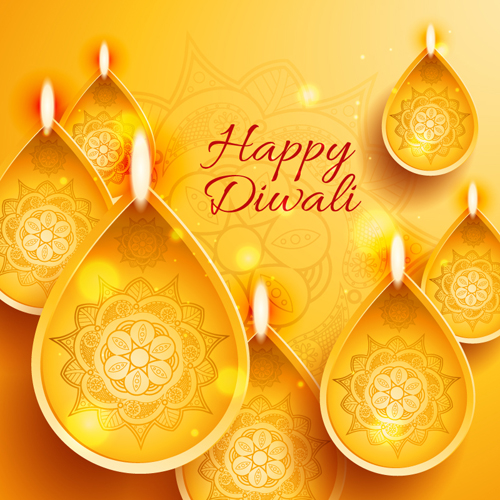 Happy diwali India styles vector background vector 01  