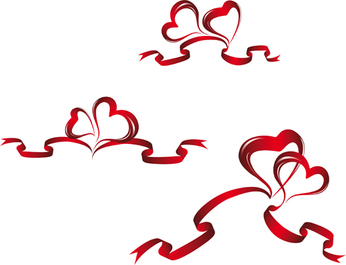 Creative Heart from red ribbon design vector 03  