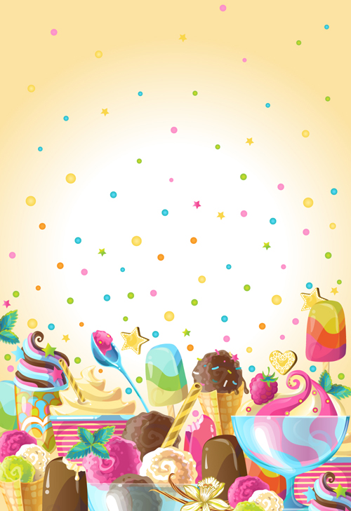 Ice cream elements background vector 04  