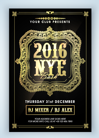New year 2016 party flyer vector material 16  
