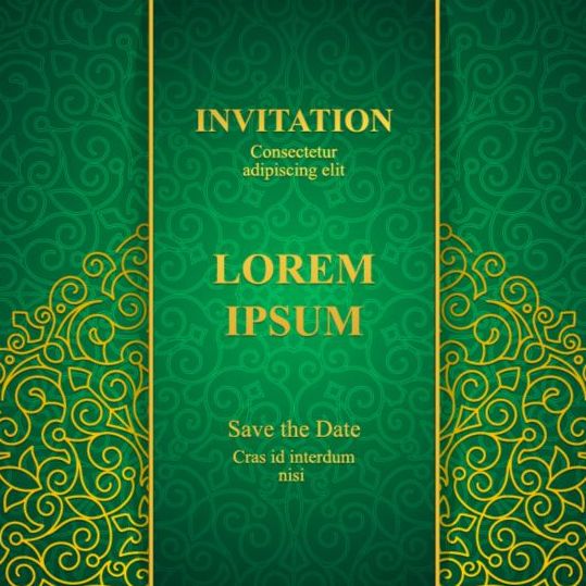 Orante grüne Hochzeits-Einladungskarten Design Vektor 11  