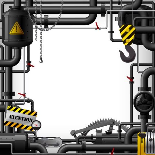 Pipes with Industrial frame vector material 04  