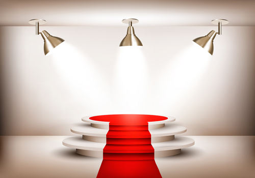 Podium with red carpet and spotlight vectors 10  