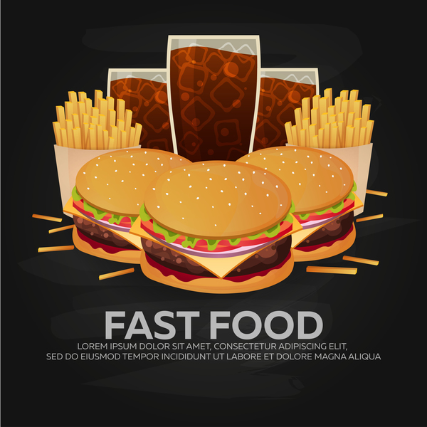 Poster fast food vector material 01  