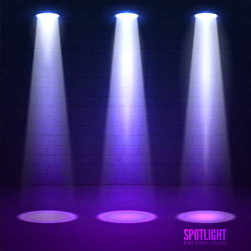 Purple spotlights with wall background vector 06  