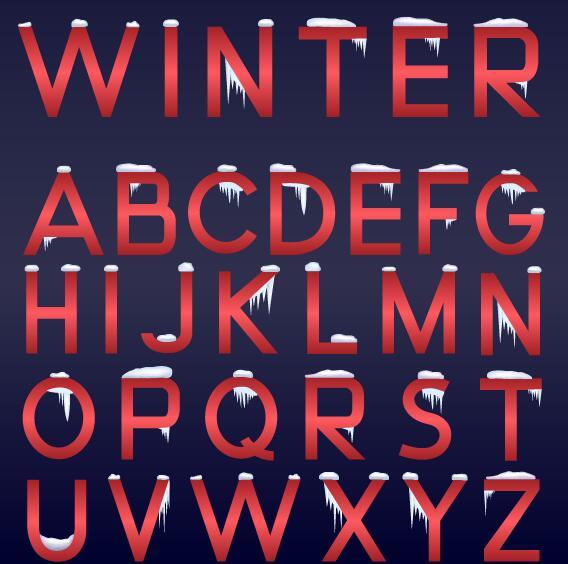 雪ベクトルを持つ赤いアルファベット  