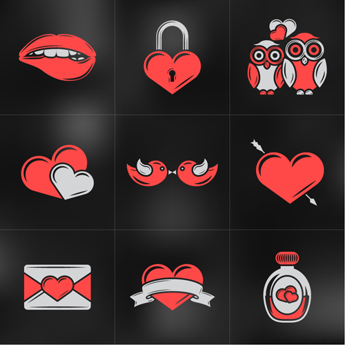 Romantic valentines day logos vector 04  