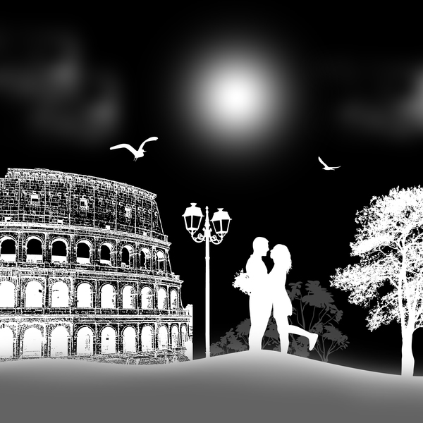 Rome sunset with romantic couple travel vectors 10  