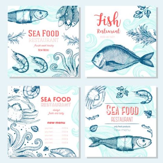 Sea Food restaurang meny omslag vektor 01  