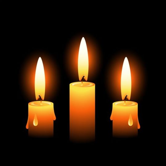 Shining candle with black background vector 03  