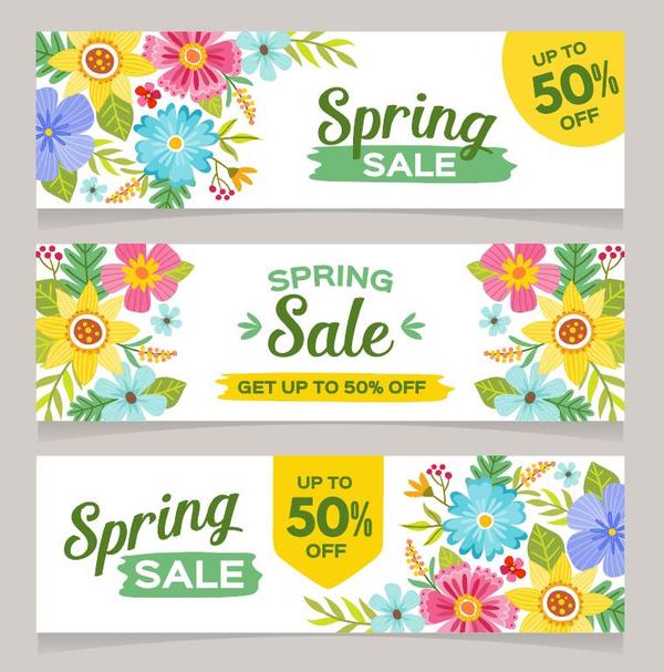 Spring sale sprcial banners template vector 04  