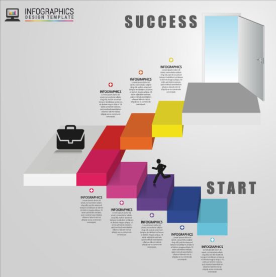 Vol d’escaliers avec vecteur infographique d’affaires 03  