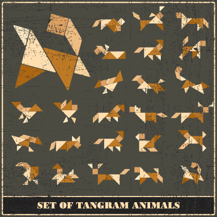 Set of Various Tangram figure vector 04  