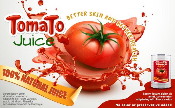 トマト天然ジュースポスターテンプレートベクトル01  