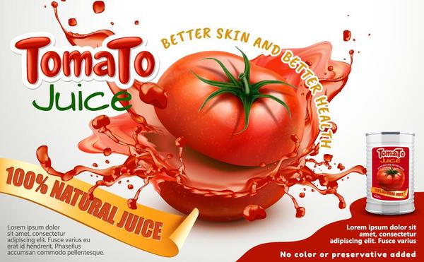 Tomato natural juice poster template vector 01  