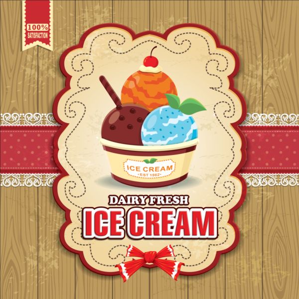 Vintage Ice cream poster design vector  