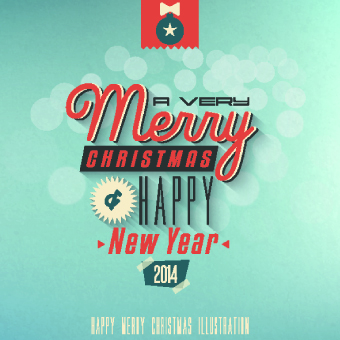 Vintage style 2014 christmas background vector 02  