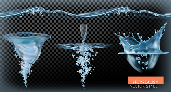 Water splash with transparency vector 03  