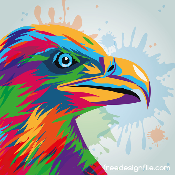 Watercolor eagle hand drawn vector material 02  