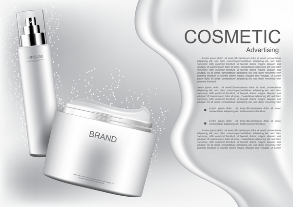 White cosmetic products poster template vector  