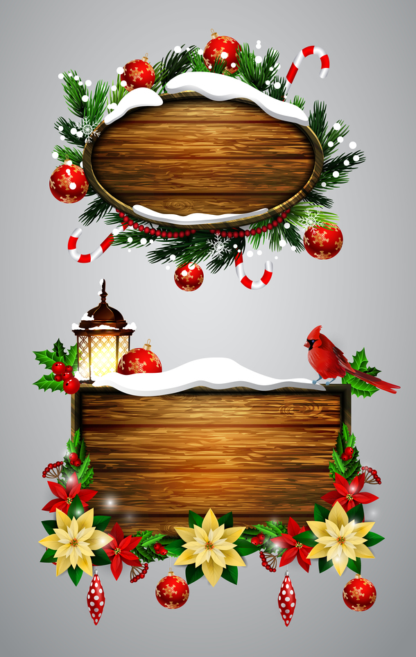 木製クリスマスlablesデザインベクトル03  