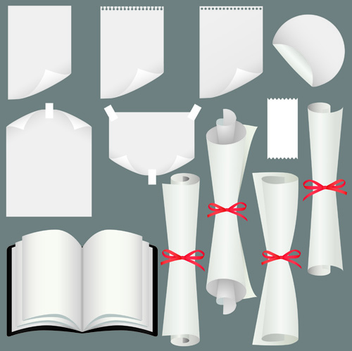 Set of ribbons and scrolls design elements vector 02  