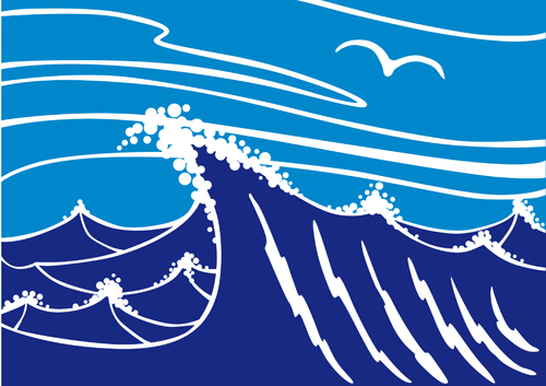Sea Waves vector background set 02  