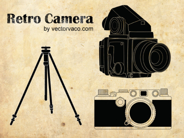 Retro camera elements vector  